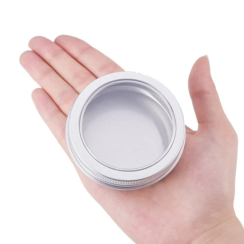 24Pcs 60g Round Aluminum Tin with Clear Window 60ml Empty Makeup Cream Tin Containers Pot Tin Cans Empty Tin Cans