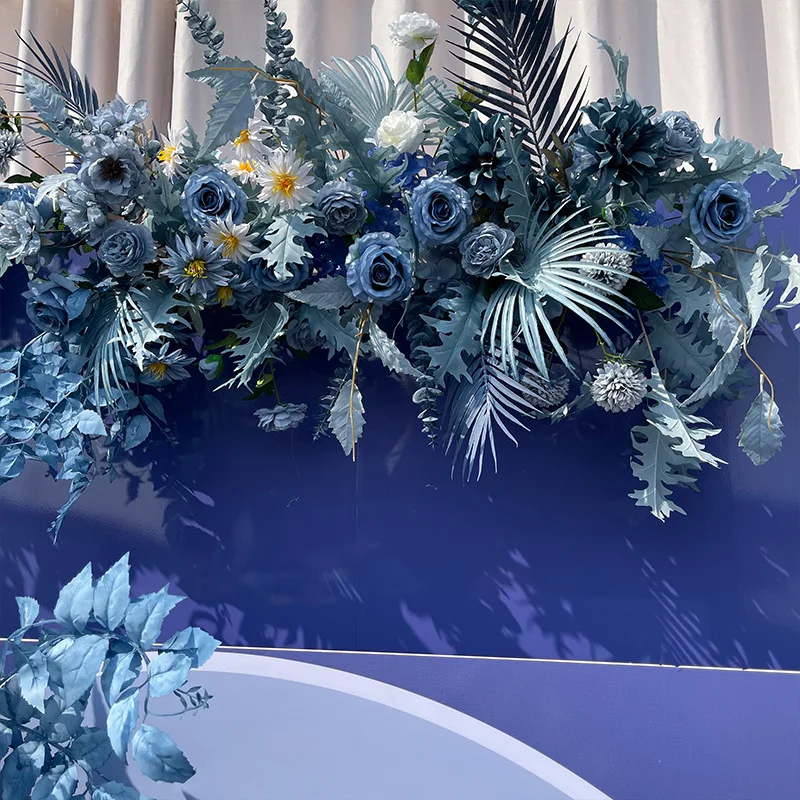 Artificial Fog blue Wedding silk Flower Plastic DIY Flower Arrangement Color Simulation Flower Christma Home House Deco Accessor