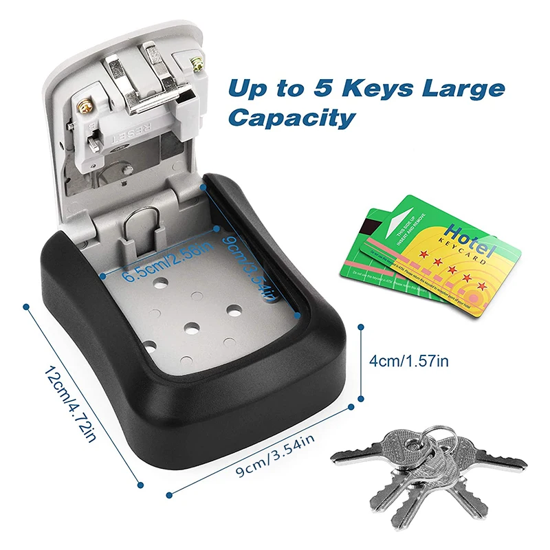 Muur Gemonteerde Sleutel Doos 4-Cijferige Wachtwoord Combinatie Sleutel Lock Box Waterdichte Zinklegering Key Opslag Lock Box Outdoor sleutel Kluis