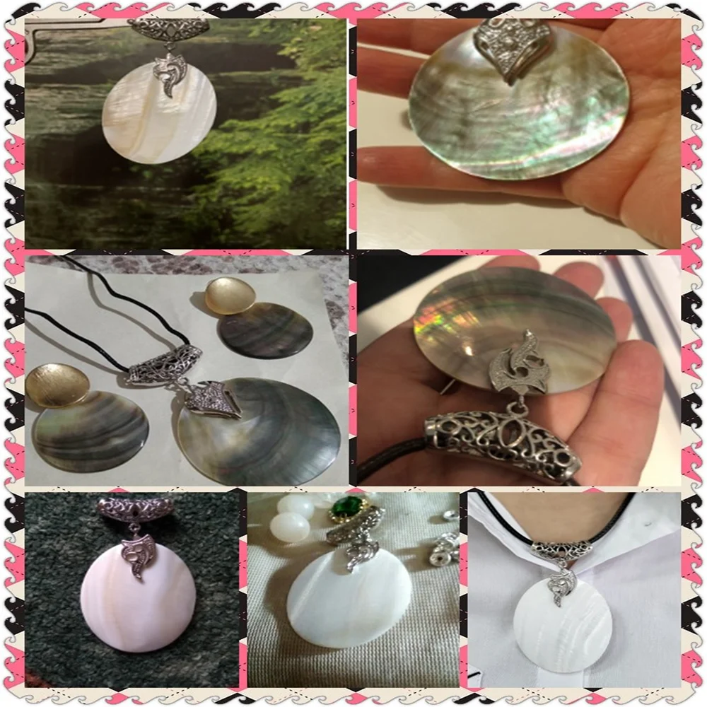 Natural Stone Shell Pendant Exquisite Round Charms For Jewelry Making Charms DIY Necklace Accessory