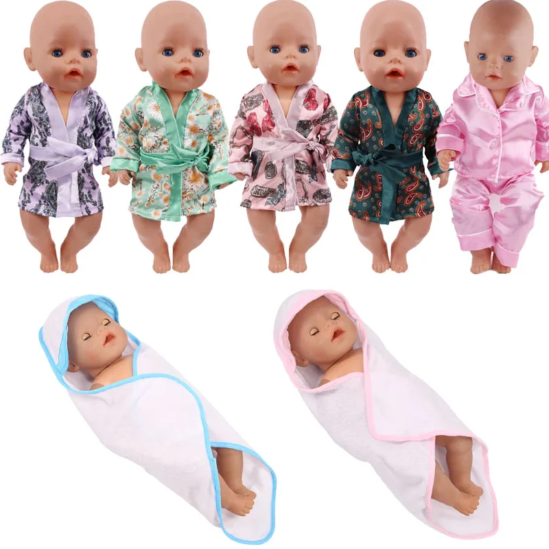 Pajamas Night Gown With Silk Material For 18 Inch American Doll Girls & 43 Cm New Born Baby Items,Dolls Accessories For Clothes