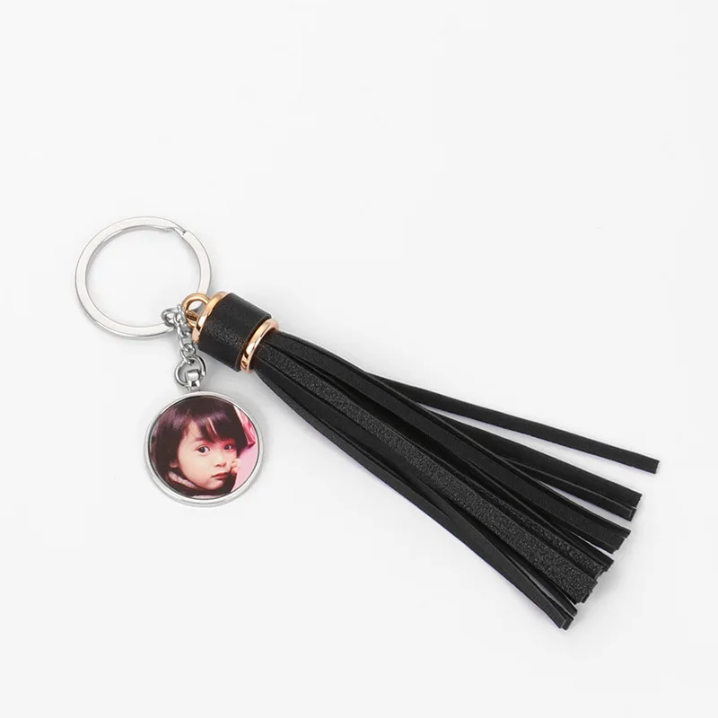 

DHL100pcs/Lot Sublimation DIY White Blank Metal Keychain With Tassel