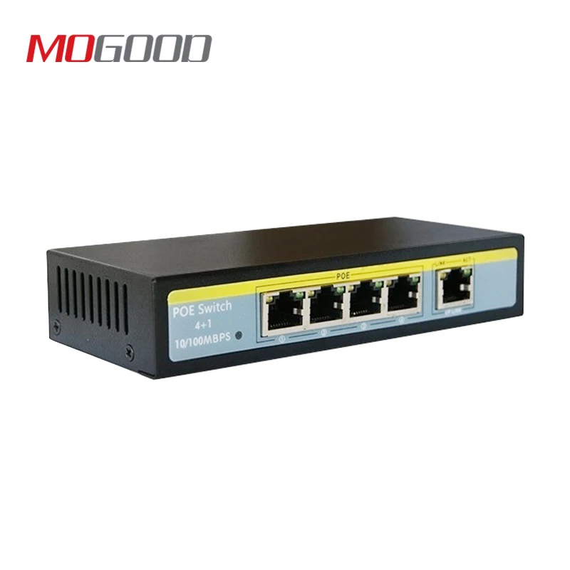 

MoGood 5 Port PoE Switch 802.3af /802.3at For 8CH NVR and CCTV IP/PoE Cameras Safe,250 meters transmission distance