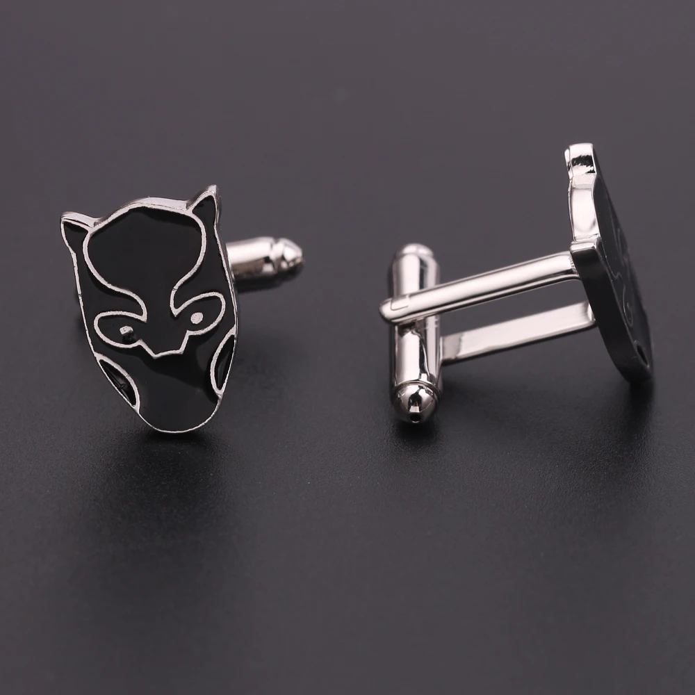 Disney Marvel Sci-fi Action Movie Black Panther Cufflinks Superhero Mask Hard Enamel Cufflinks Men Banquet Jewelry