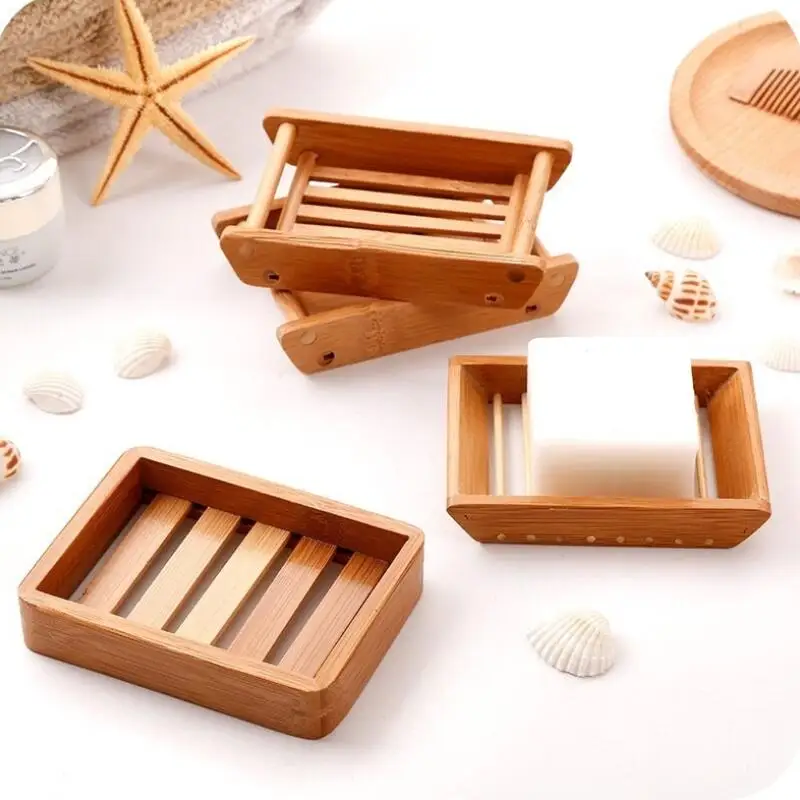 Bamboo Soap Holder Natural Soap Dish Storage Soap Rack Plate Box Container for Bath Shower Plate Bathroom LX8947