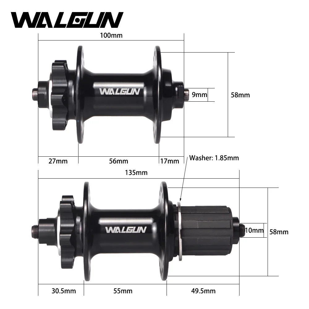 2022 WALGUN Bike Hub 135MM MTB anteriore posteriore mozzi per bicicletta set a sgancio rapido 32H 36H mozzo freno a disco per 8 9 10 11 velocità