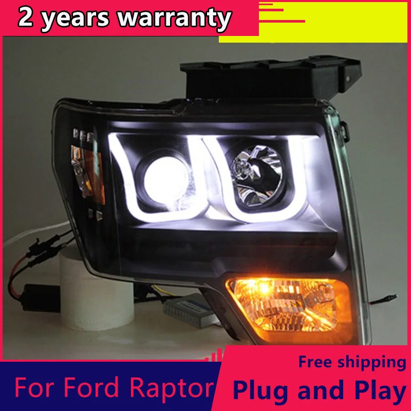 KOWELL Car Styling For Ford Raptor headlights 2009-2014 head lamp led DRL front Bi-Xenon Lens Double Beam HID KIT