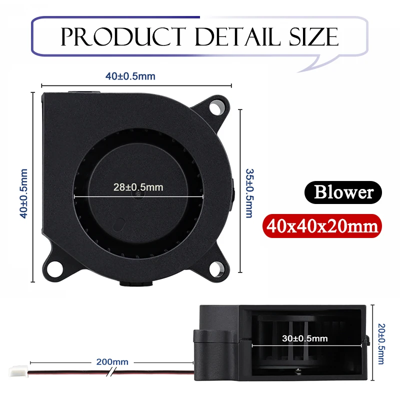 2Pcs/Lot Gdstime DC 5V 12V 24V 40mm 40mmx40mmx20mm Dual Ball Bearing 3D Printer Cooling Fan 4cm 4020B Turbo Blower Cooler Fan