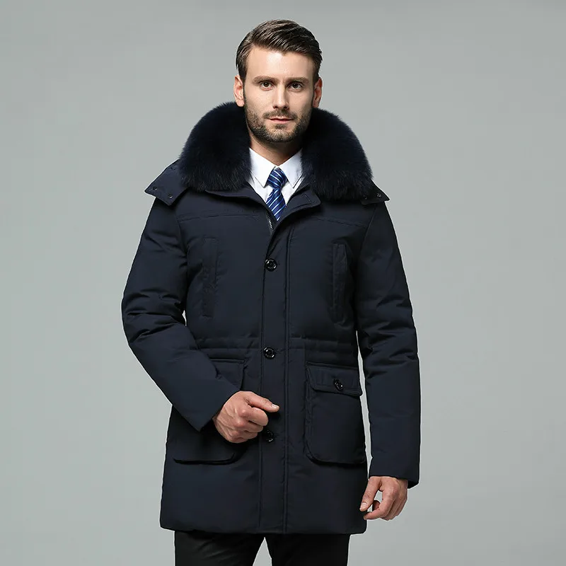 2023 Nieuwe Boollili Mannen Donsjack Winter Jas Real Fox Bontkraag Plus Size Lange Eendendons Puffer Jas mannen