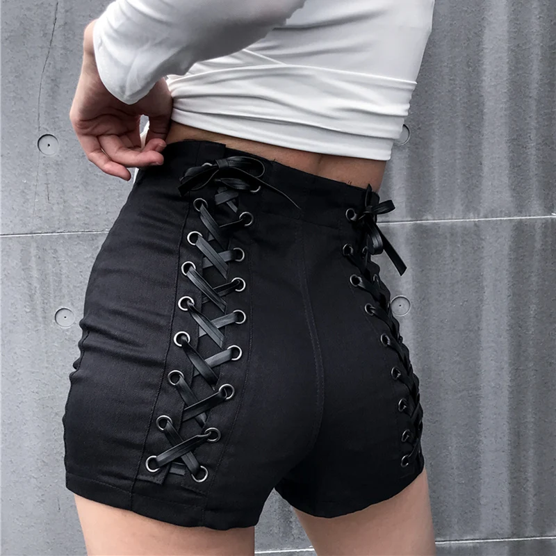 Pantalones cortos de cintura alta para mujer, moda de verano, pantalones informales de estilo Punk, ropa de calle para mujer, pantalones cortos de gran oferta para fiesta en la playa y Club