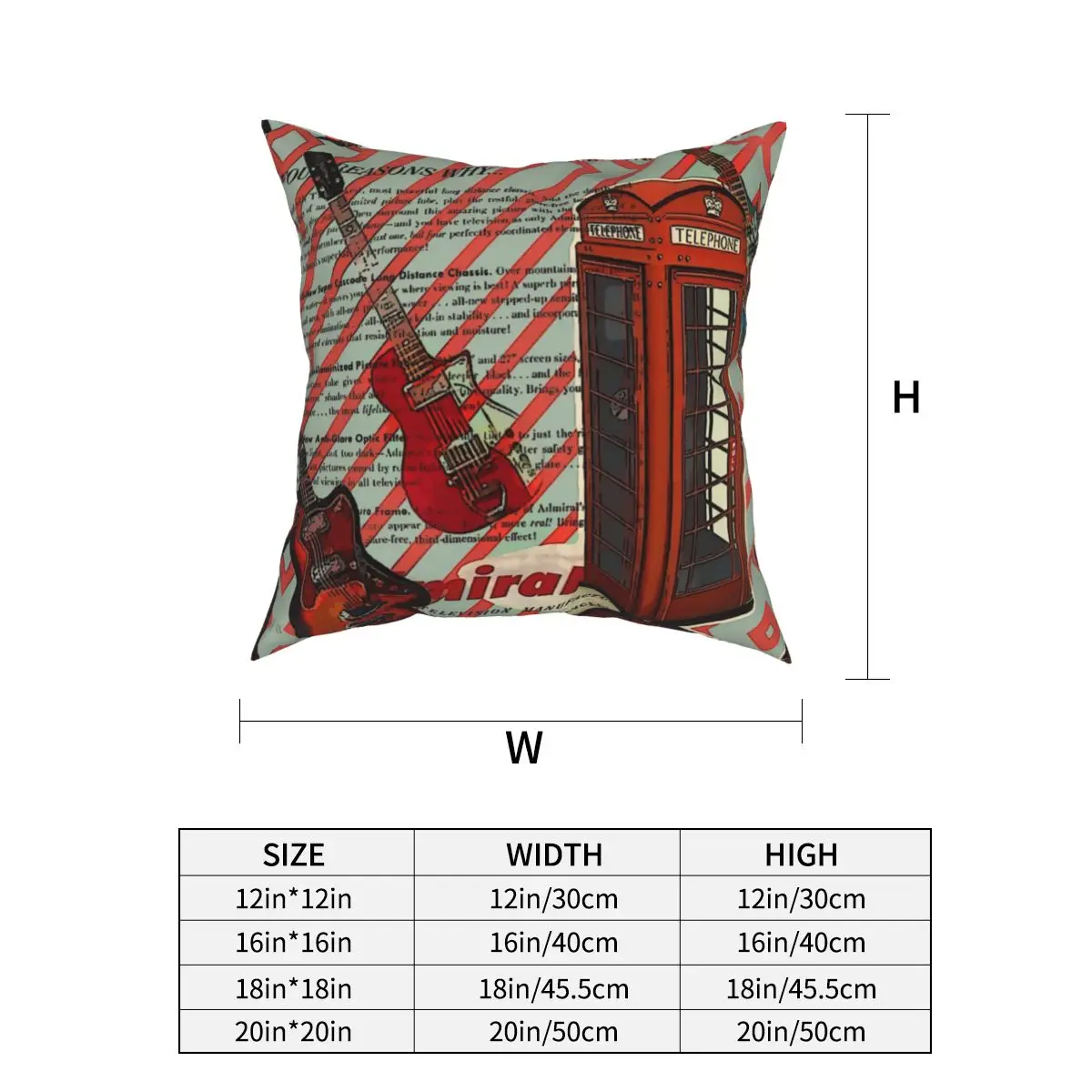 Modern British London Telephone Retro Pillowcase Cushion Cover Gift Red Print English Letters UK Pillow Case Cover Seater 18'