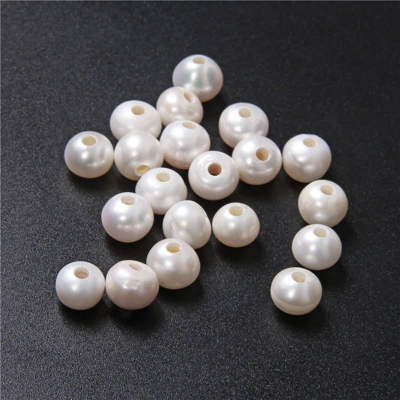 

10-11mm AA Grade Big Natural Pearls Beads Large Hole Freshwater Pearls White Near Round Loose Pearl Beads for Jewelry Making DiY