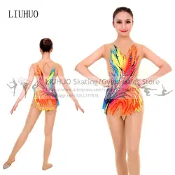 Figure Skating Rhythmic Leotards Dress Children gymnastic dress performance Professional Ballroom Girls Ballet Rhythmic leotards