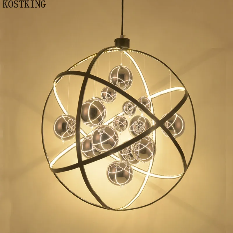 Modern Black Metal Led Pendant Light Chrome Glass Ball Living Room Led Pendant Lamp Dining Room Pendant Light Led Hanging Lights