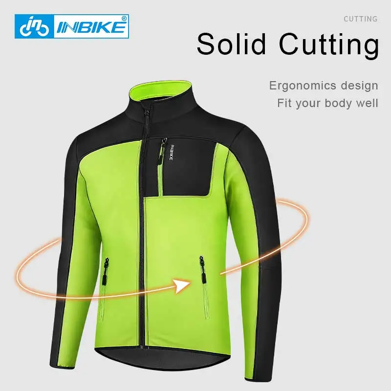 Inbike Thermal Men's Cycling Windbreaker Reflective Hydrophobic Windproof Cycling Jacket MTB Winter Bicycle Hunting Jacket WJ601