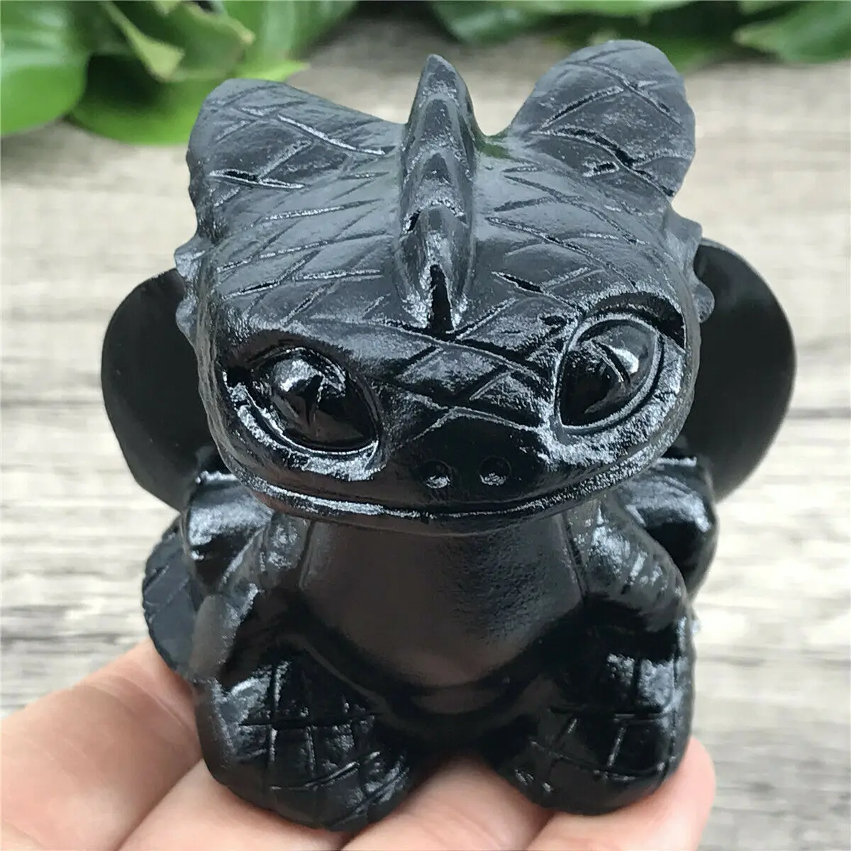 100% Natural Obsidian Quartz Hand Carved Toothless Dragon Crystals and Stones Healing Polished Mineral Ornaments Home Decoration