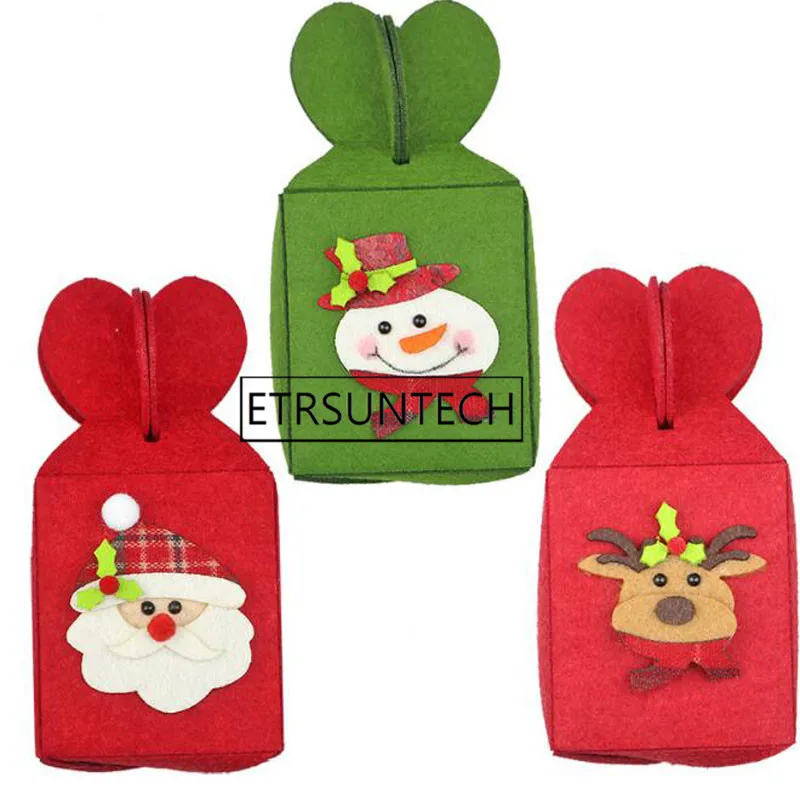 60pcs Chrismas Snowman Apple Fruit Candy Bags Doll Gifts Christmas Eve Non-woven Hand-made Fabric DIY Kit