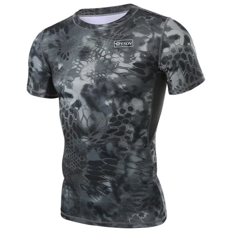 2023 Men Hiking Python Breathable Sweat Tactical Tops Trekking Camping T-shirt Military Short Quick Dry Outdoor Sport Shirts