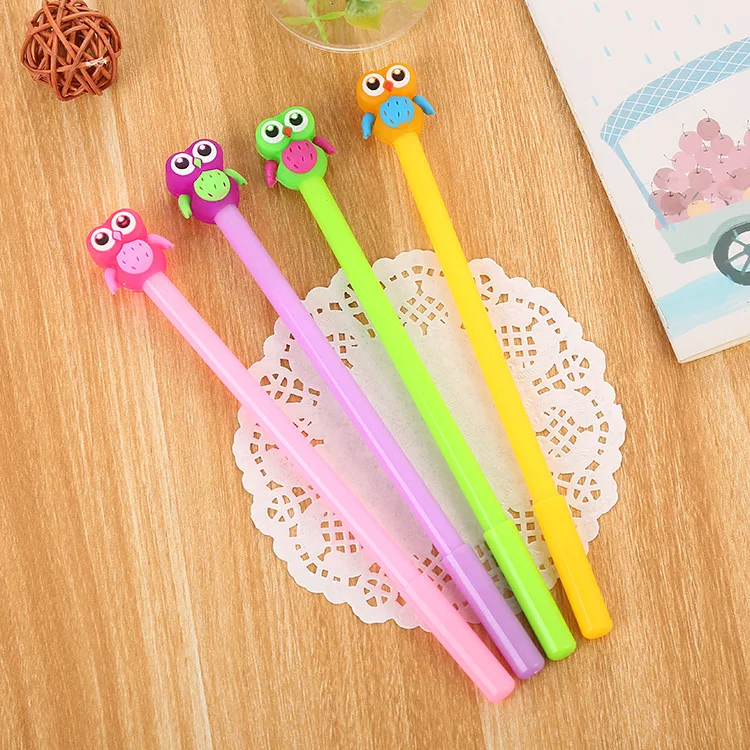 30PCS Cartoon Jelly Silica Head Neutral Pen Lovely Learning Stationery Owl Gel Pens Cute Pen Kawaii School Supplies