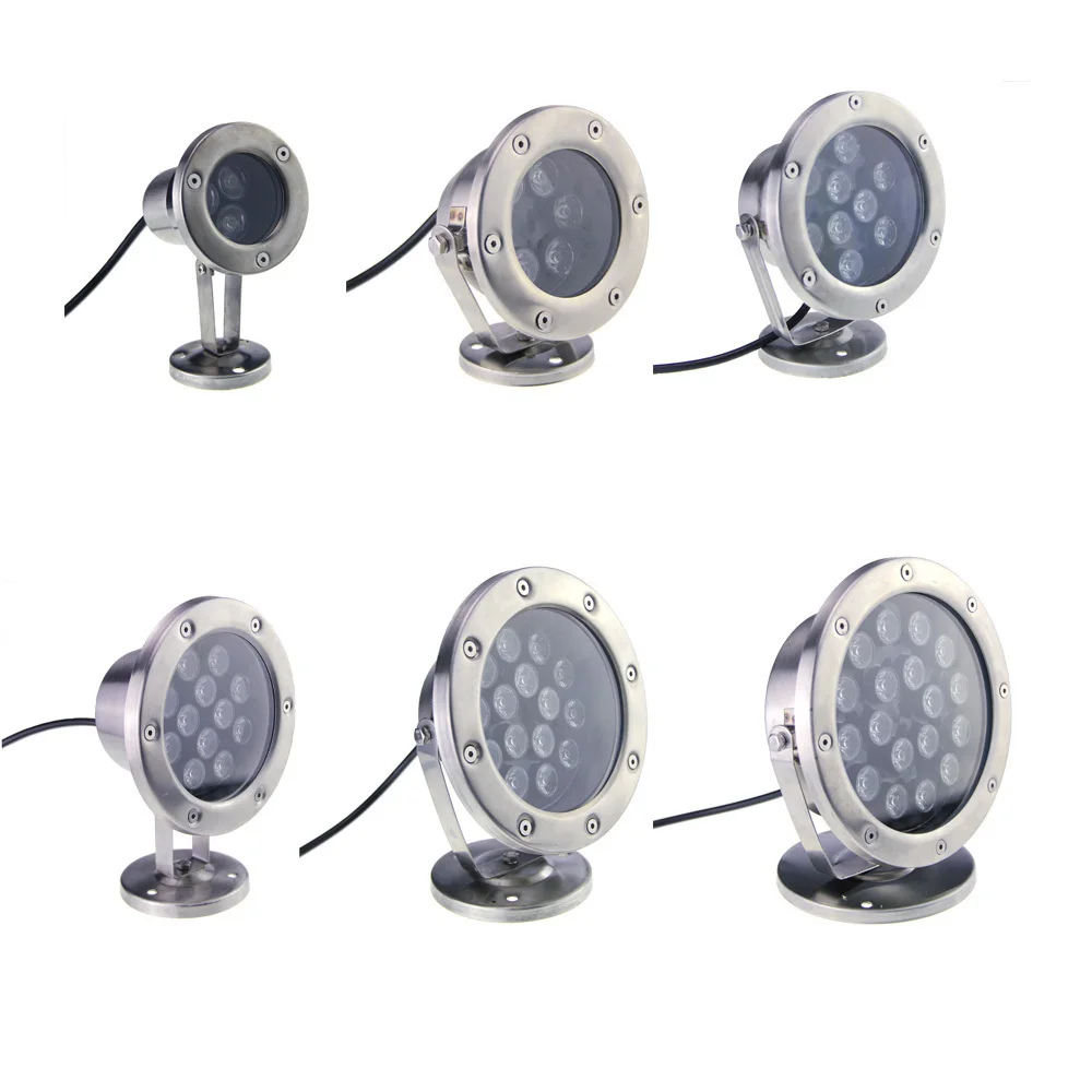 CREE-LED luz subaquática do ponto para o aquário, tanque de peixes da associação, lâmpada do RGB, vermelho, verde, azul, IP68, o melhor preço, 6W, 12W, 18W, 24W, 30W, 36W, 12V, CA, CC