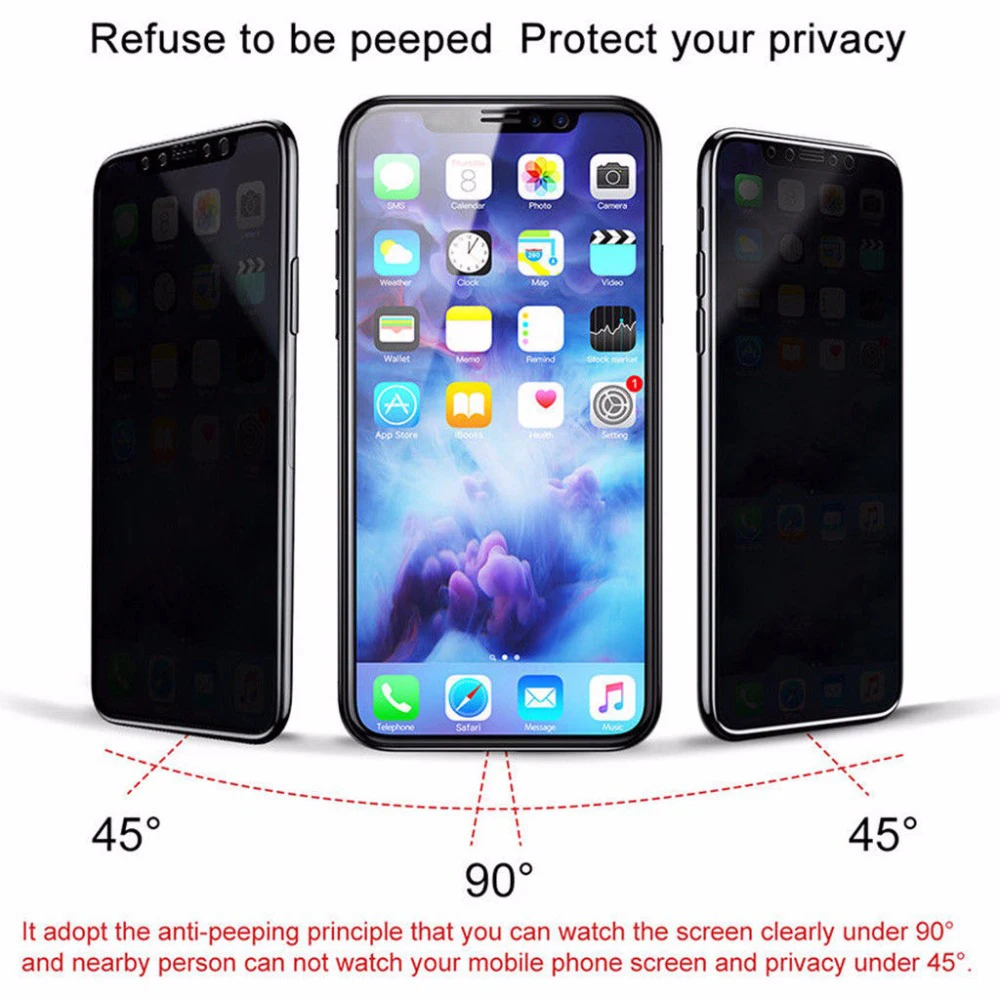 3D Full Cover Matte Privacy Screen Protector For iPhone X XR XS 11 12 13 mini 14 15 16 Pro Max 8 Plus SE Anti Spy Tempered Glass