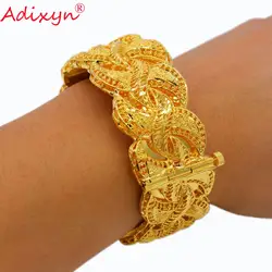 Adixyn Ethiopian Gold Bangle for Women Wedding Bride Bracelets Gold Color Jewelry Middle East African Bride Gifts N10275