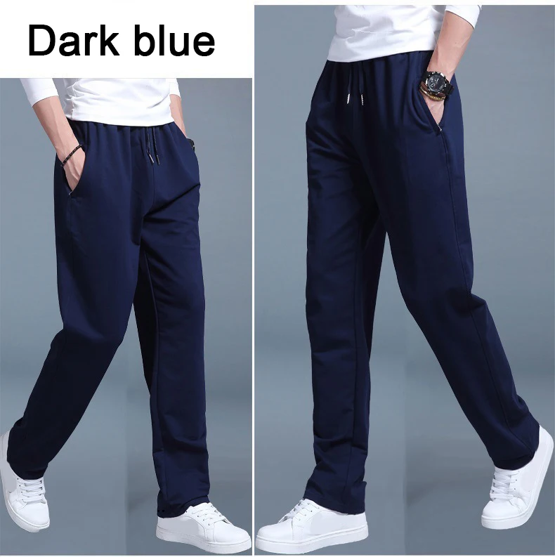 Men Autumn Summer Sports Running Pants Pockets Training Elastic Waist Jogging Casual Trousers Sweatpants Solid Fitness fattening