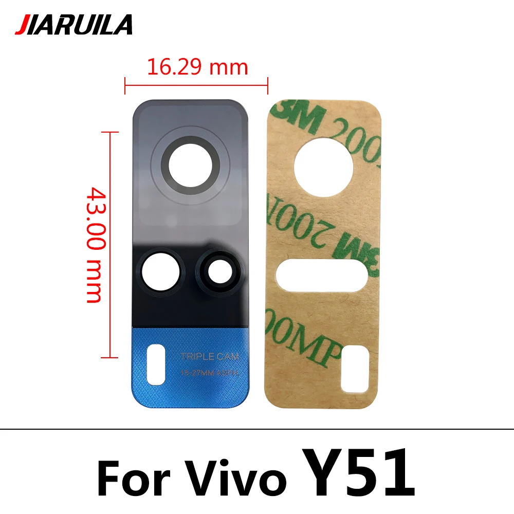 Lente de câmera de vidro traseiro para Vivo, traseiro, IQOO 3, U3, Z1, S7, S9e, V17, X21, X50 pro, Y9S, Y20, Y31, Y51, Y51S, Y73S, y93, Y16, Y02S, 5 PCes, novo