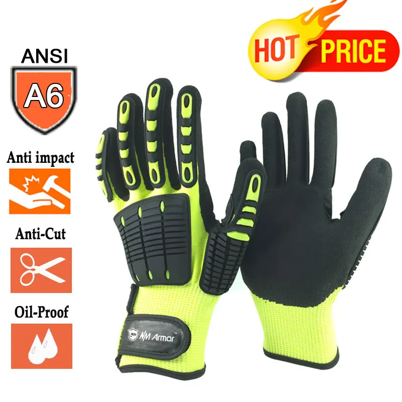 High Quality Safety Working Mechanics Glove with ANSI Level A6 Cut Resistant Anti Impact Vibration Gloves