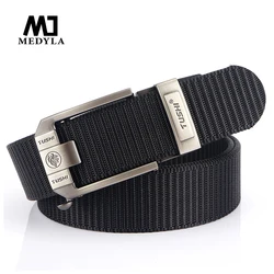 MEDYLA-cinturón táctico de nailon para hombre, cinturón militar de ejército, hebilla de Metal para exteriores, cinturón de caza y entrenamiento de alta resistencia