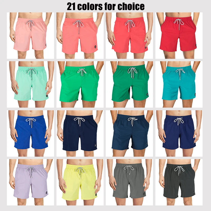 SURFCUZ Mens Swimwear Solid Swim Trunks Summer Beach Board Shorts with Pockets Quick Dry Mens Running Surfing Swimming Shorts