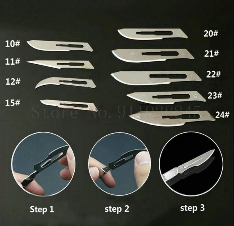 200Pcs/lot Carbon steel surgical blade, Scalpel, 10# 11# 12# 15# 20# 21# 22# 23# 24# knife blade used Laboratory teaching etc