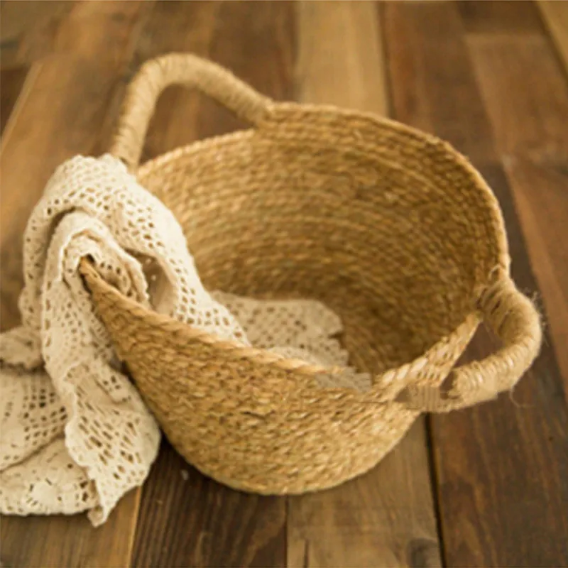 Yenidoğan sepet fotoğraf sahne, fotoğraf sahne için handwoven bebek yatağı