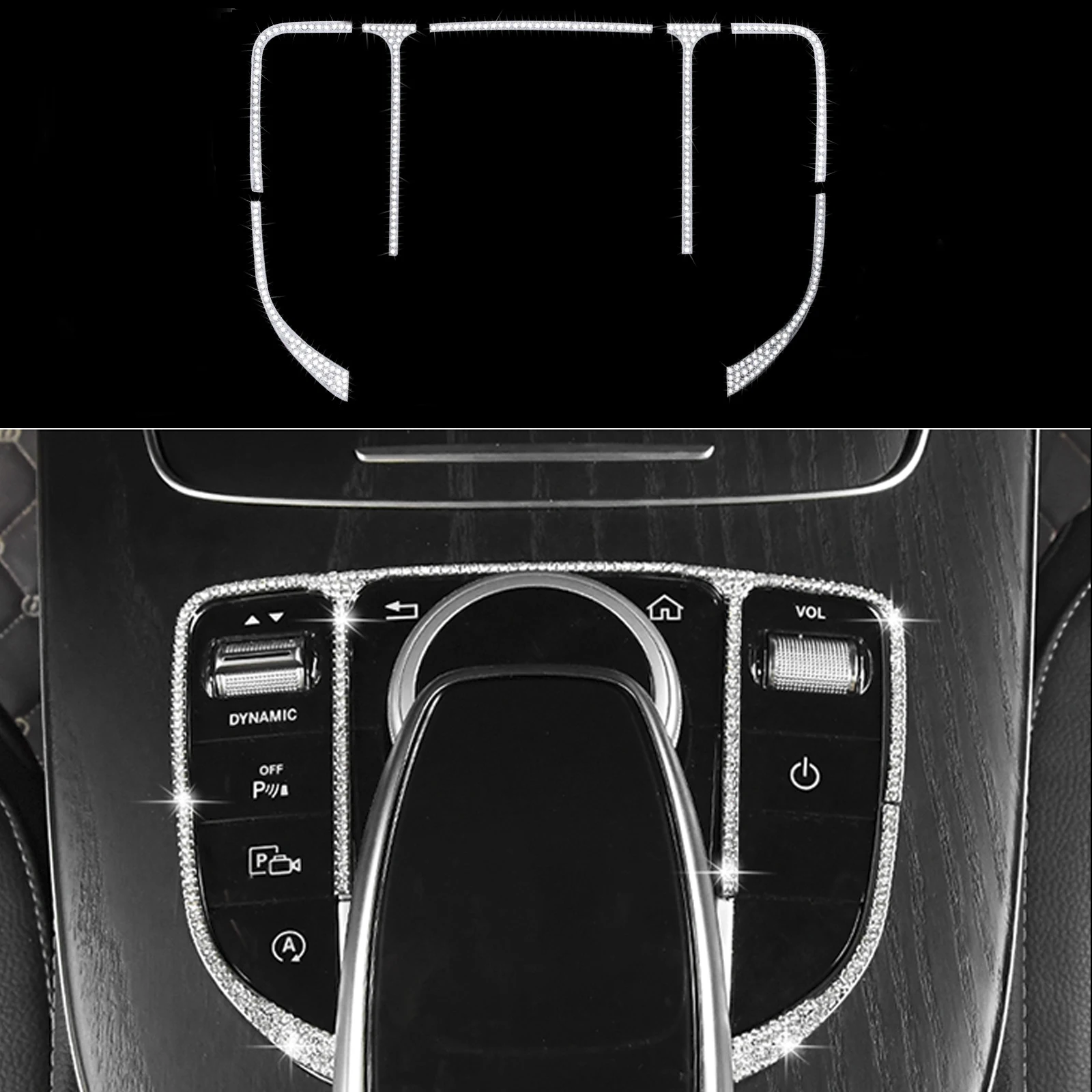 

Bling Multimedia Center Console Control Buttons Cover Trim Mercedes-Benz C-Class E-Class GLC W205 W213 X253 E300 C180 C200