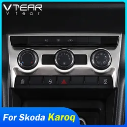 Vtear for Skoda Karoq Accessories Car Interior Air Conditioning CD Console Panel Cover Trim Frame Decoration Mouldings Auto 2023