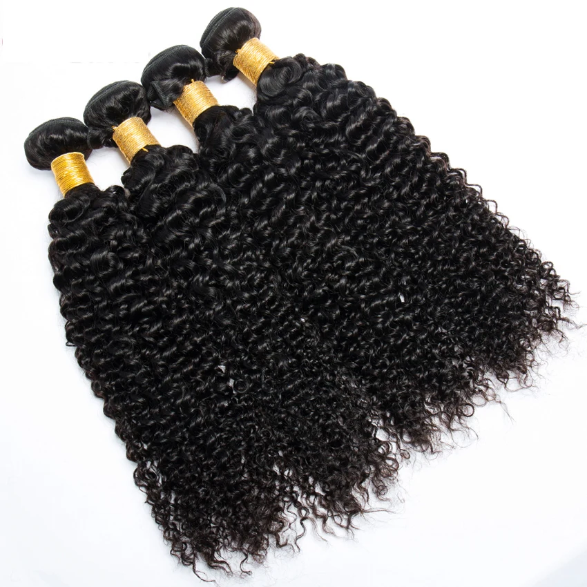 Lemoda Hair Kinky Curly Bundles Brazilian Human Hair Extensions Remy Natural Color Weave 30 Inch Deep Wave Bundles 1 3 4 Piece