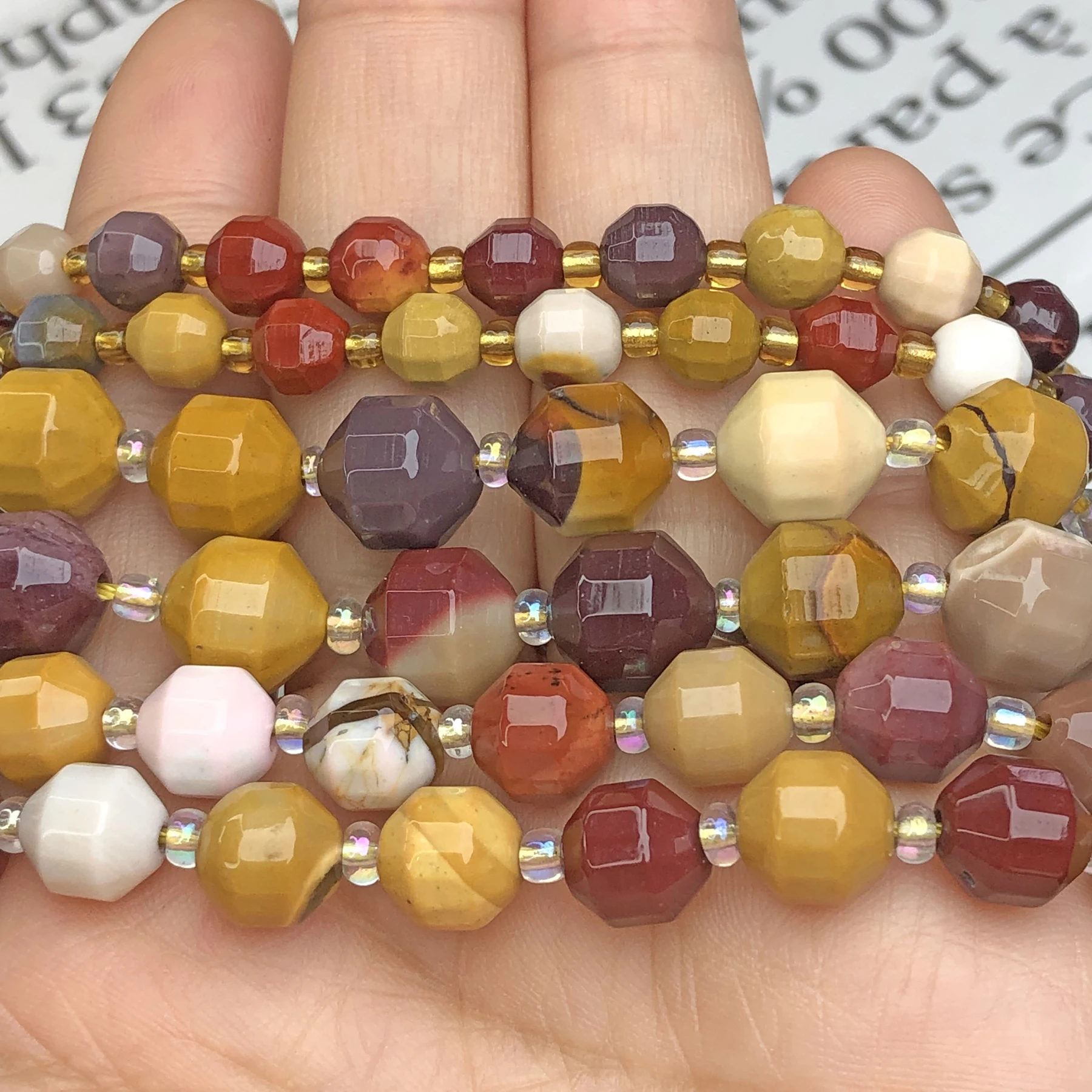 Natural Faceted Mookaite Egg Yolk Stone Gem Round Loose Spacer Beads For Jewelry Making Handmade DIY Woman Bracelet 6/8/10mm