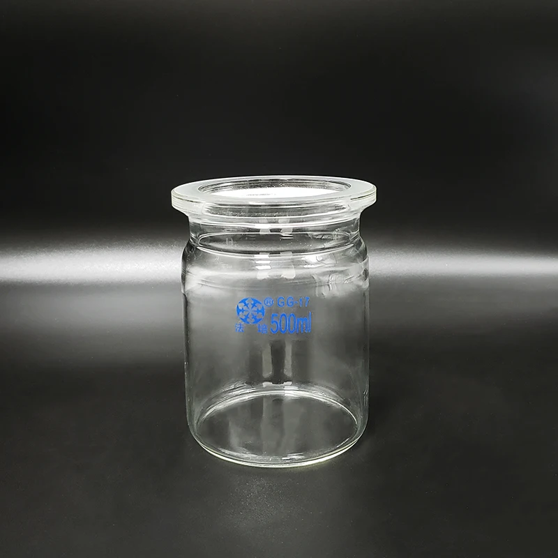 Single-layer cylindrical flat bottom open reactor bottle,Capacity 500ml,100mm flange outer diameter,Reagent bottle