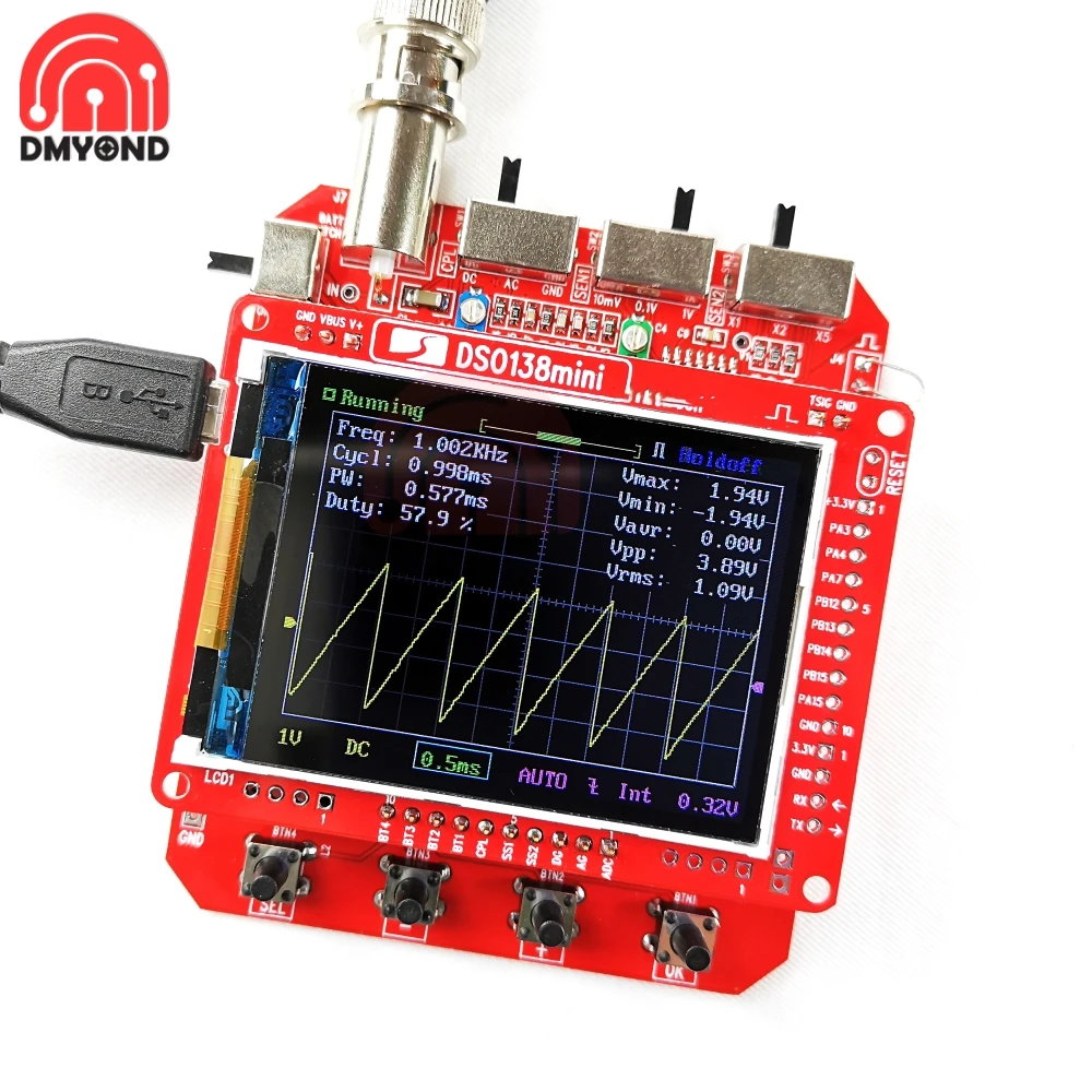 DSO138 Mini Oscilloscope Basic Kit Digital Oscilloscope DIY Kit SMD Parts Pre-soldered Electronic Learning Set 1MSa/s