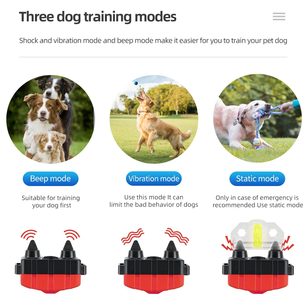 New 500m Waterproof Dog Training Collar Pet Remote Control Rechargeable Shock sound Vibration Dog Collar Remote Controller 40%