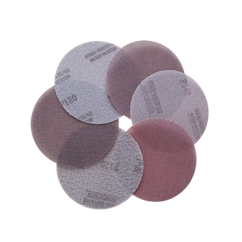 3/5/6Inch 75mm/125/150mm Dust Free Mesh Sanding Discs Flocking Anti-blocking Dry Net Sandpaper 80-1000 Grit