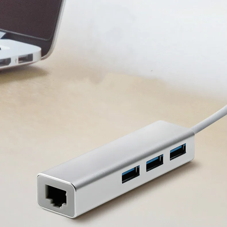 Adaptador Ethernet con 3 puertos USB 2,0, tarjeta de red Lan RJ45, para Mac, iOS, Android, PC, RTL8152, 2,0