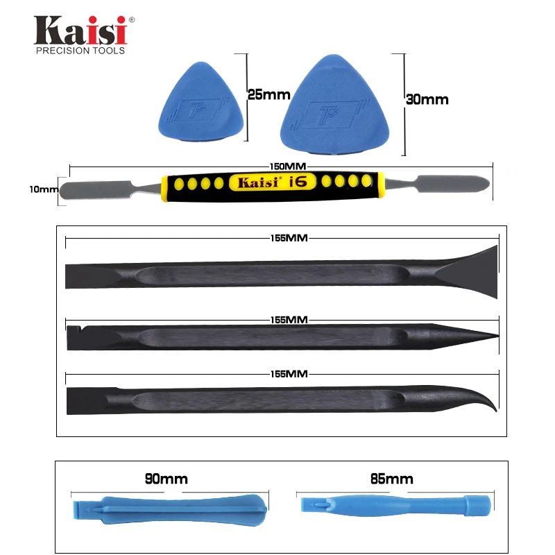 Kaisi-Kit de herramientas de apertura de teléfono 8 en 1, carcasa de repuesto para iPhone, pantalla y tableta, palanca de Metal, herramientas de desmontaje de acero inoxidable