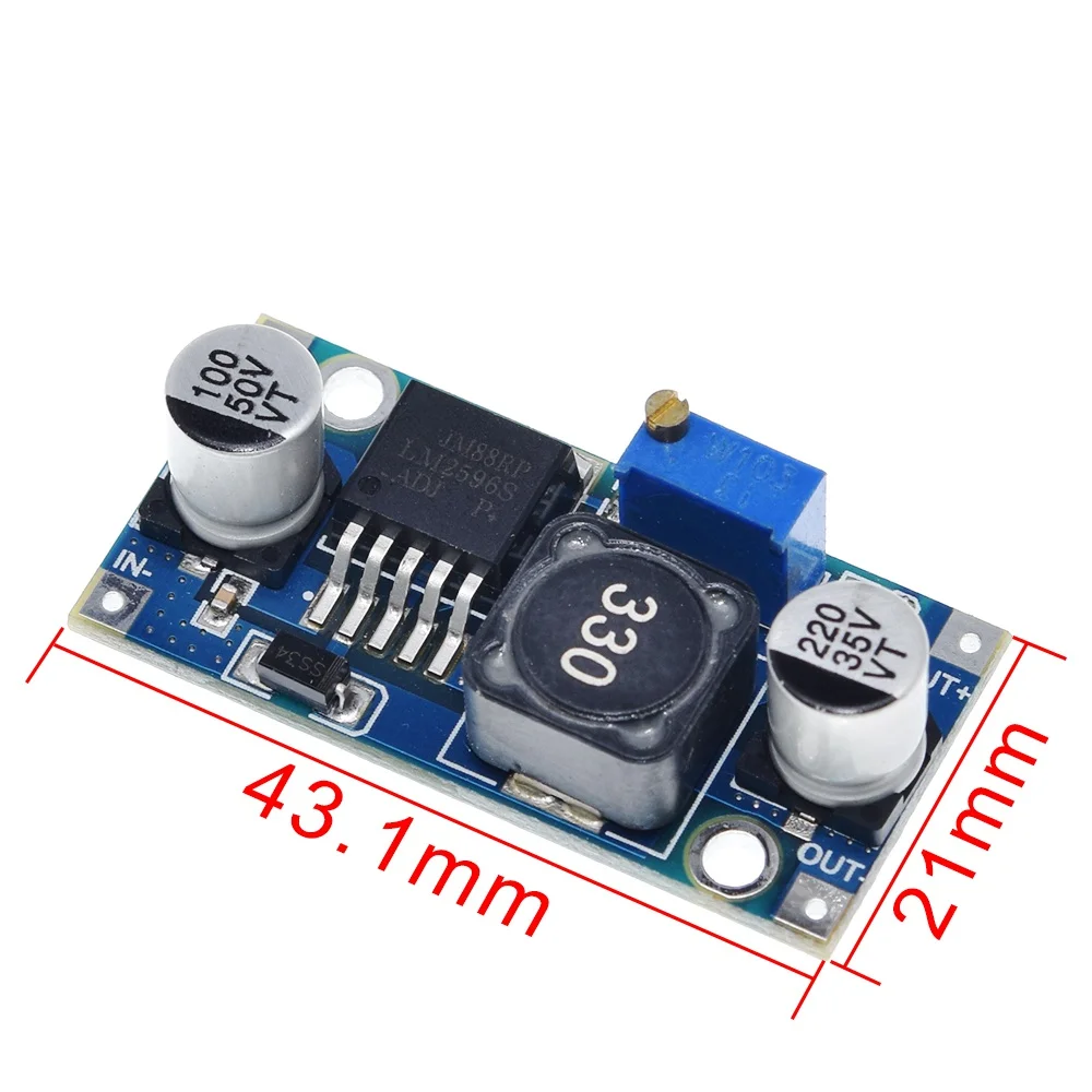 LM2596 Power Converter Step Down Module DC-DC 1.5V-35V Regelbare Voeding 3.3V/5V/12V/24V