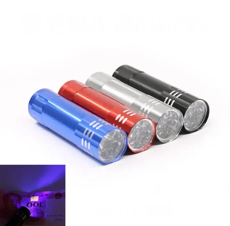 Wholesale 500pcs/lot 9 Led Multifunction Torch Led Flashlight with Uv Cash Detector Can Customize Wholesale