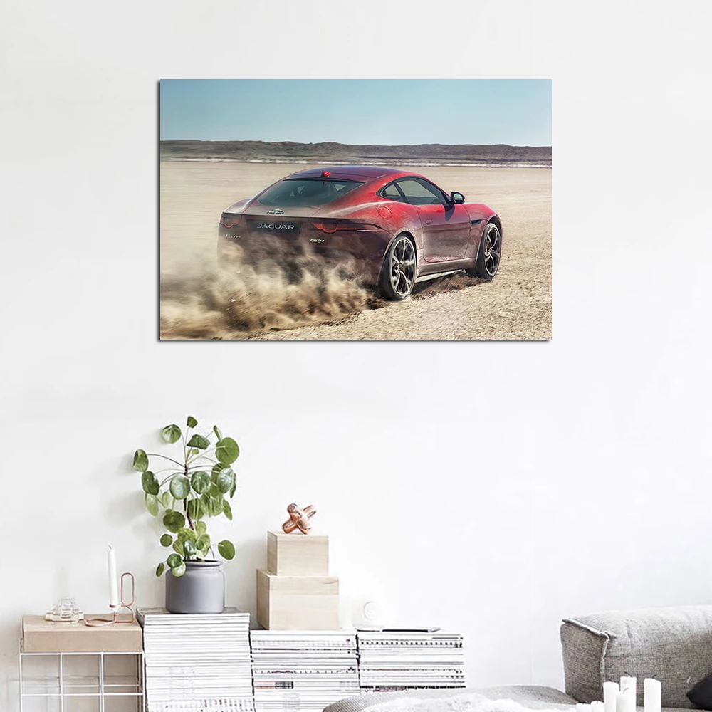 Jaguar F-TYPE R Super Car and Fighter Poster Canvas Paintings Wall Art Pictures Prints for Living Room Home Decor