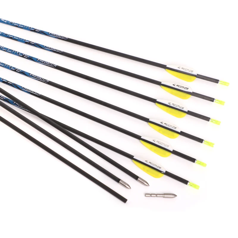 12pcs ID 4.2mm Pure Carbon Arrow Spine 300 350 400 500 600 700 800 900 1000 For Archery Recurve/Compound Bow Hunting Shooting