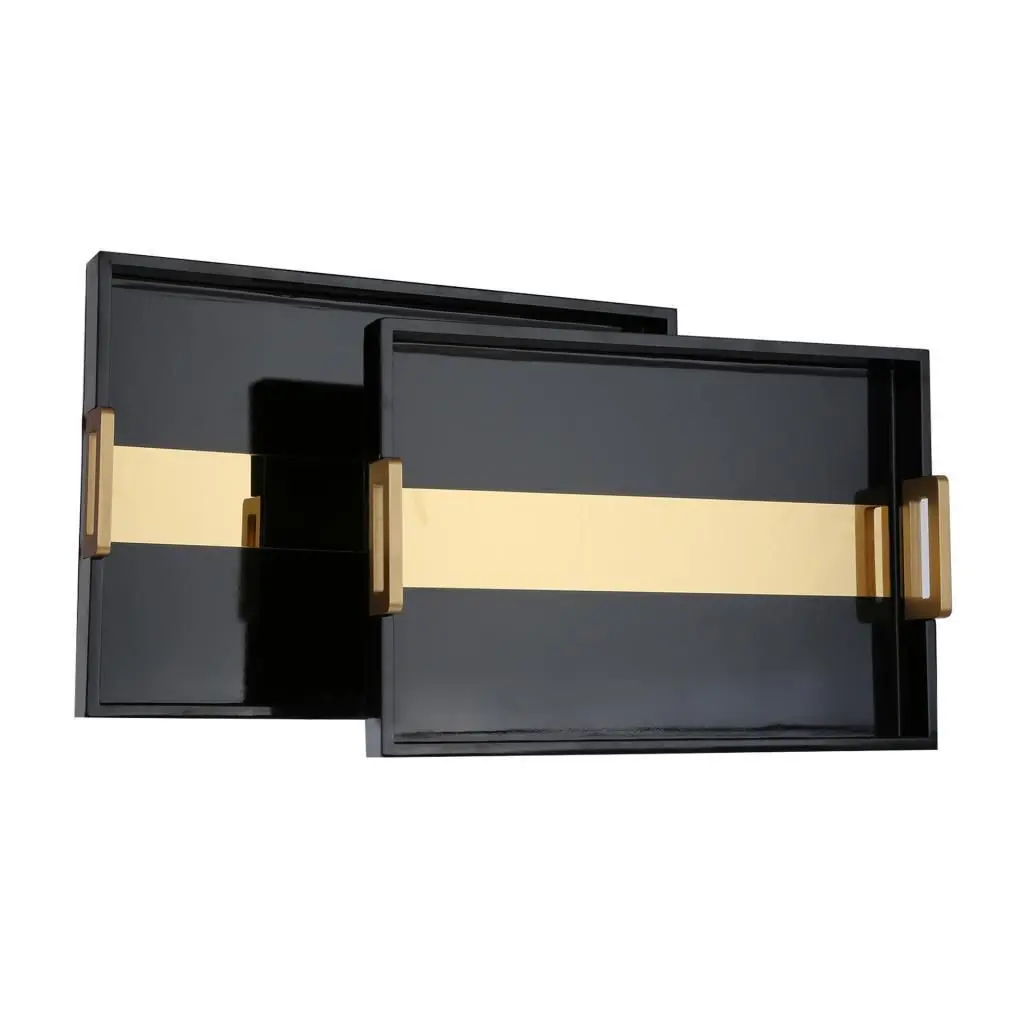 DOLBOVI Star Decor Black 2 li Golden Handles Wooden tray tray поднос plateau de service