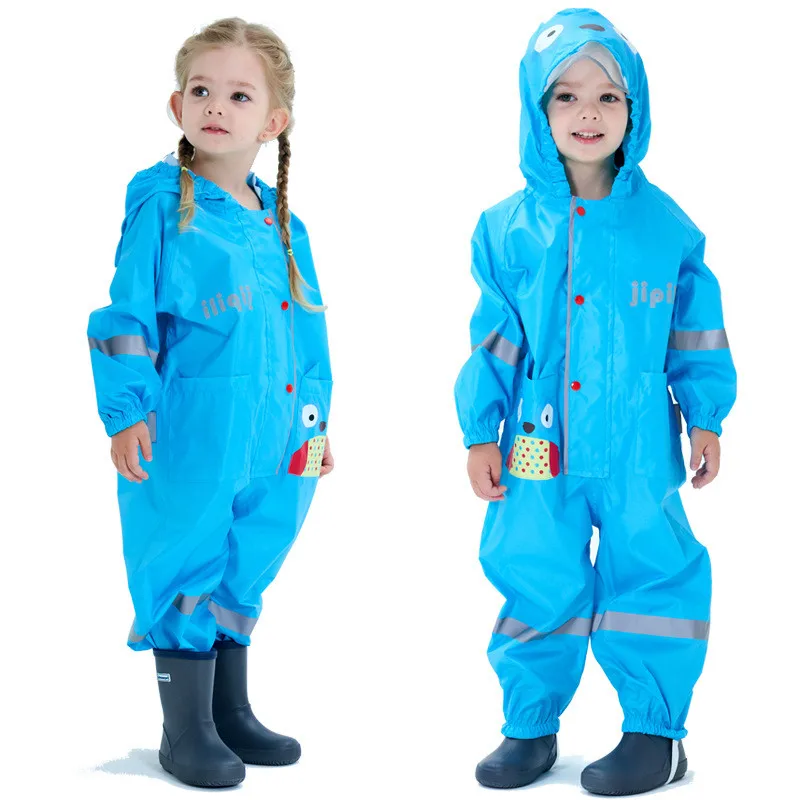 Kids Raincoat Cartoon Design Toddler Clothing Boys Hooded Jumpsuit For Infant Girls 1-10 Years Rainwear Children Rain Pants