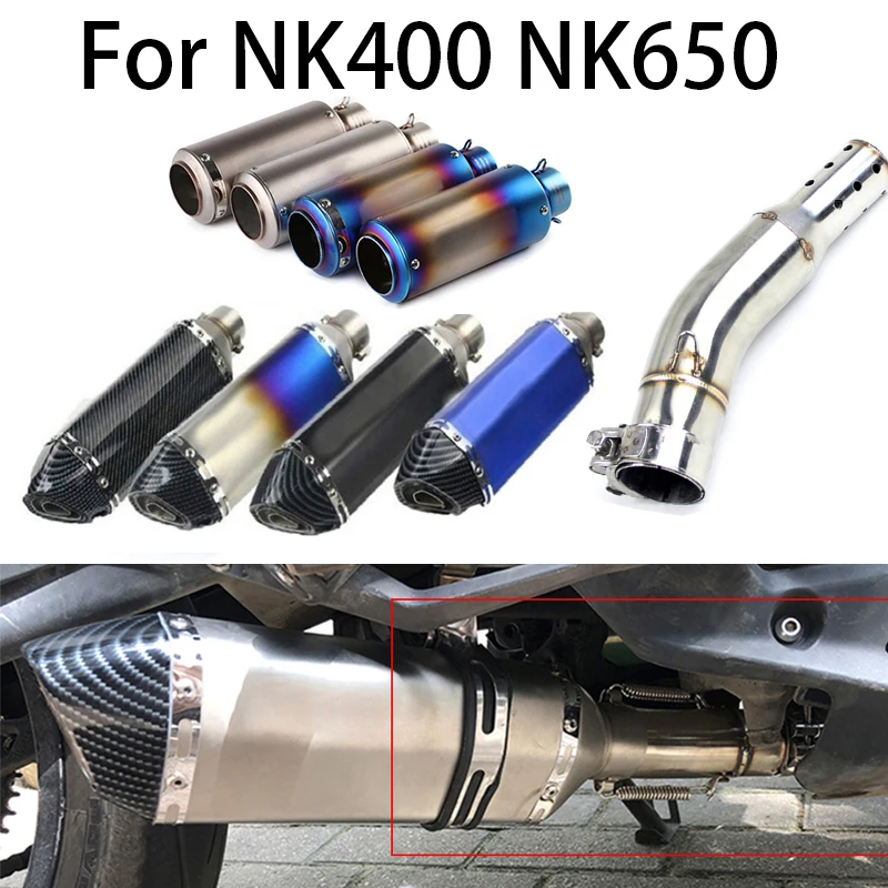 

For NK400 NK650 NK 400 Motorcycle Exhaust Front Pipe Muffler Middle Link Connect Pipe Slip-On Stainless Steel